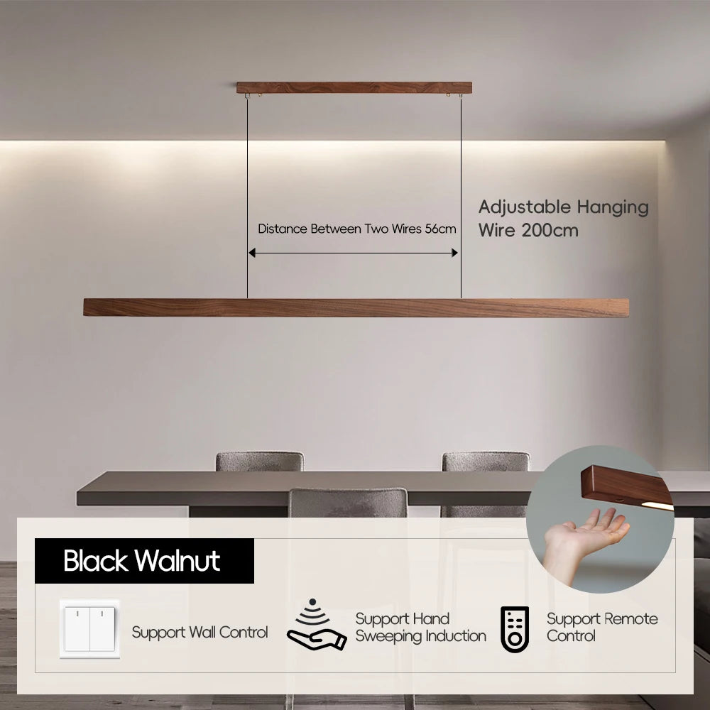 Wood Linear Sweep Sensor Chandelier