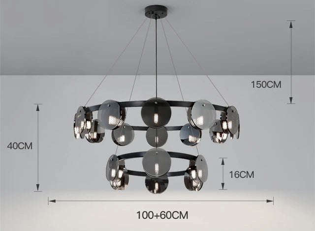 Nordic Black Glass Chandelier Light