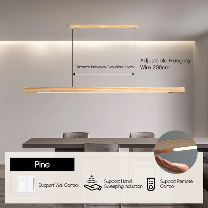 Wood Linear Sweep Sensor Chandelier