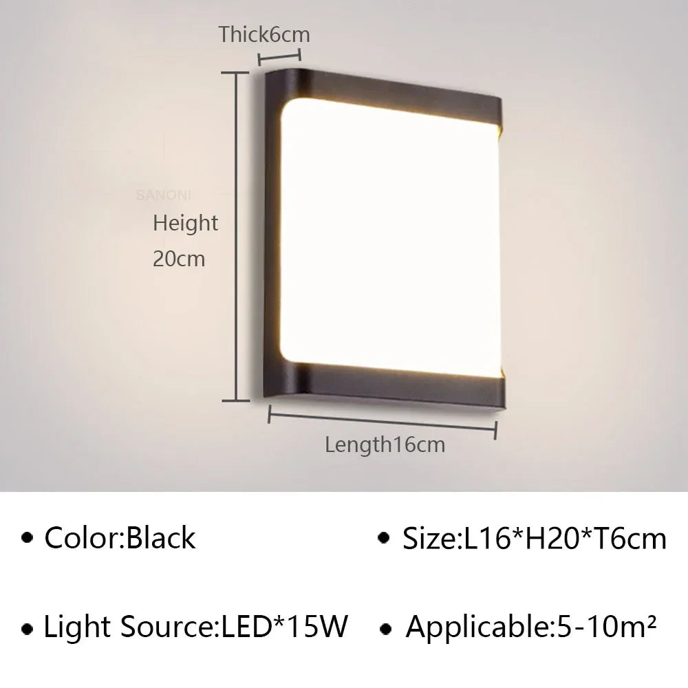 Outdoor Rectangle Waterproof Wall Light