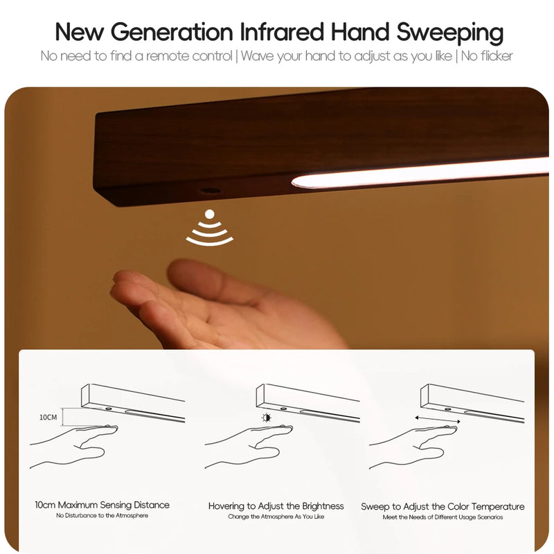 Wood Linear Sweep Sensor Chandelier