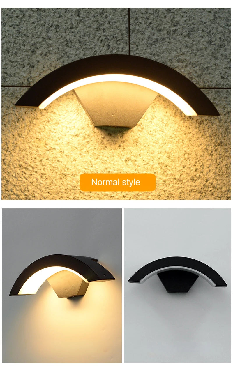 Modern Curved Outdoor Waterproof Wall Light