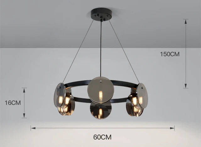 Nordic Black Glass Chandelier Light