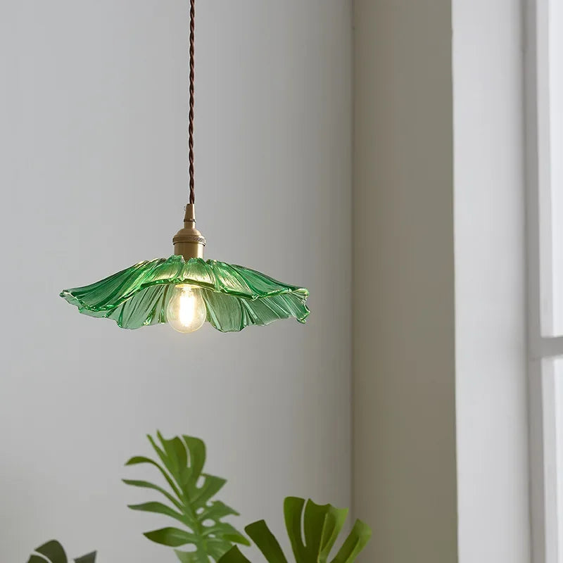 Vintage Floral Glass Pendant Light