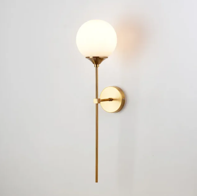 Gold Base Glass Globe Wall Light