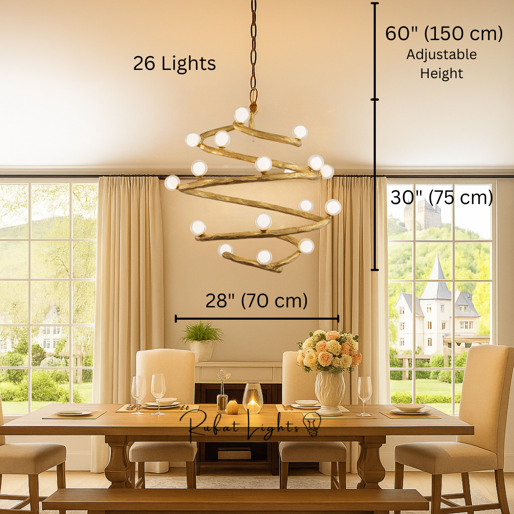 Spiral Nordic Rustic Tree Chandelier