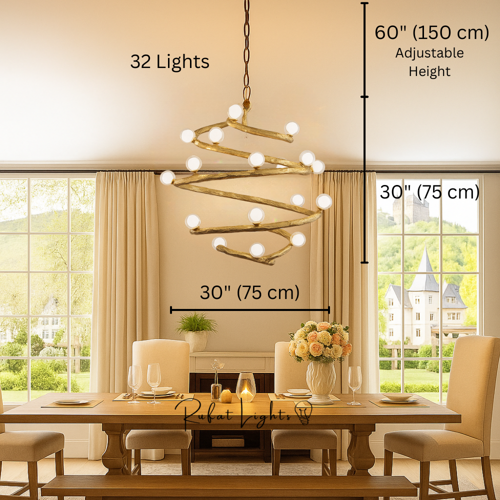 Spiral Nordic Rustic Tree Chandelier