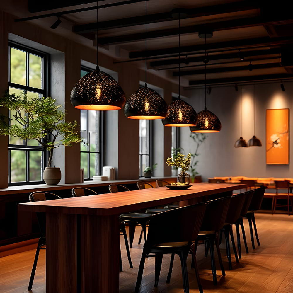 Vintage Etch Shade Metal Pendant Light