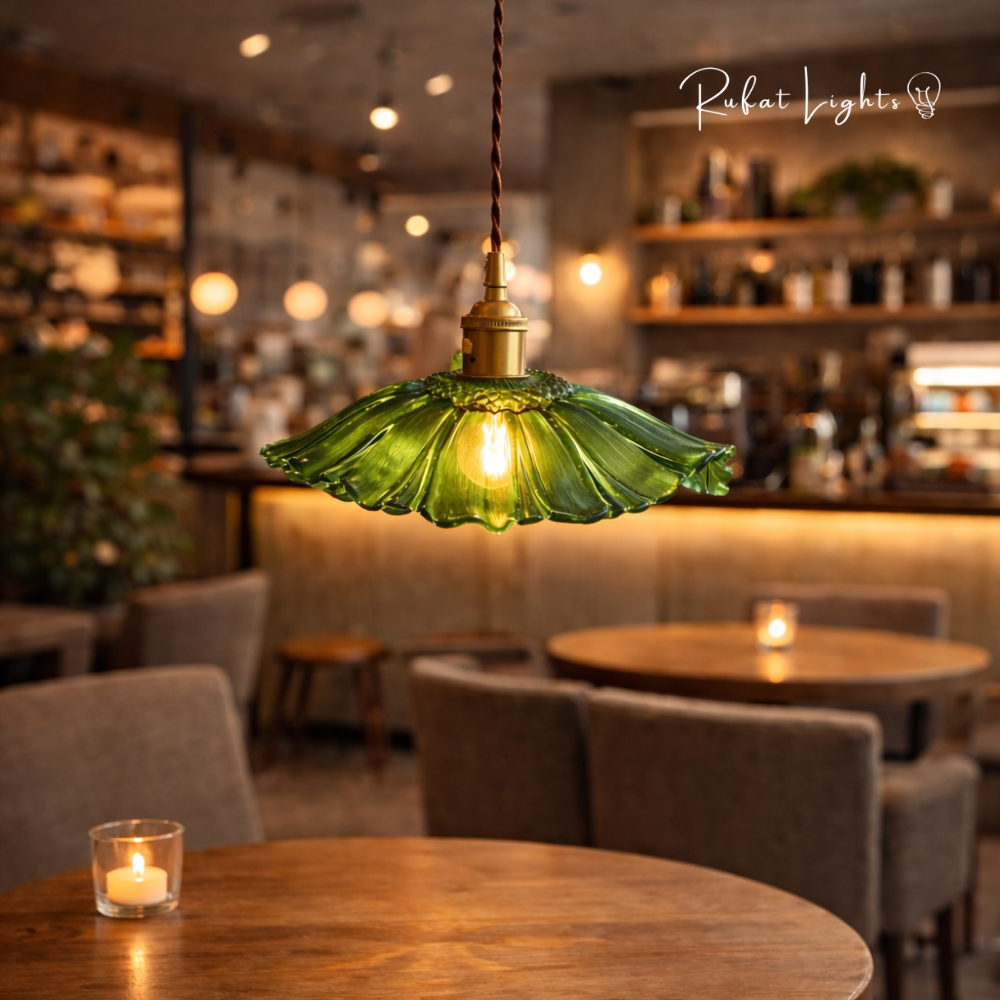 Vintage Floral Glass Pendant Light