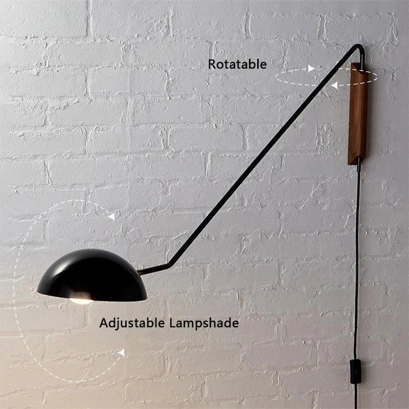 Vintage Metal Long Arm Wall Lamp