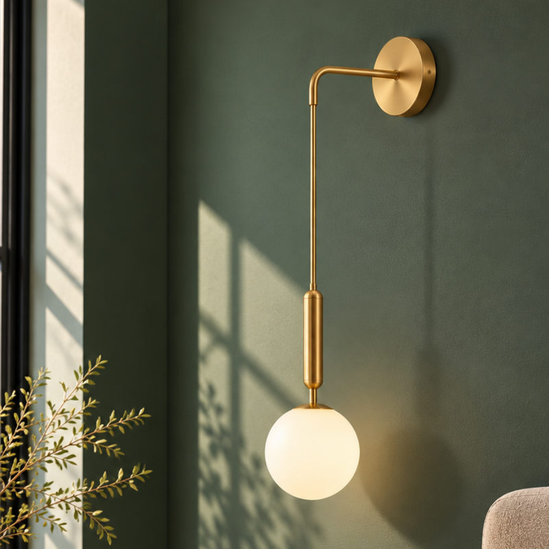 Wall Scandinavian Brass Lamp Iron & Glass Bedside Lights