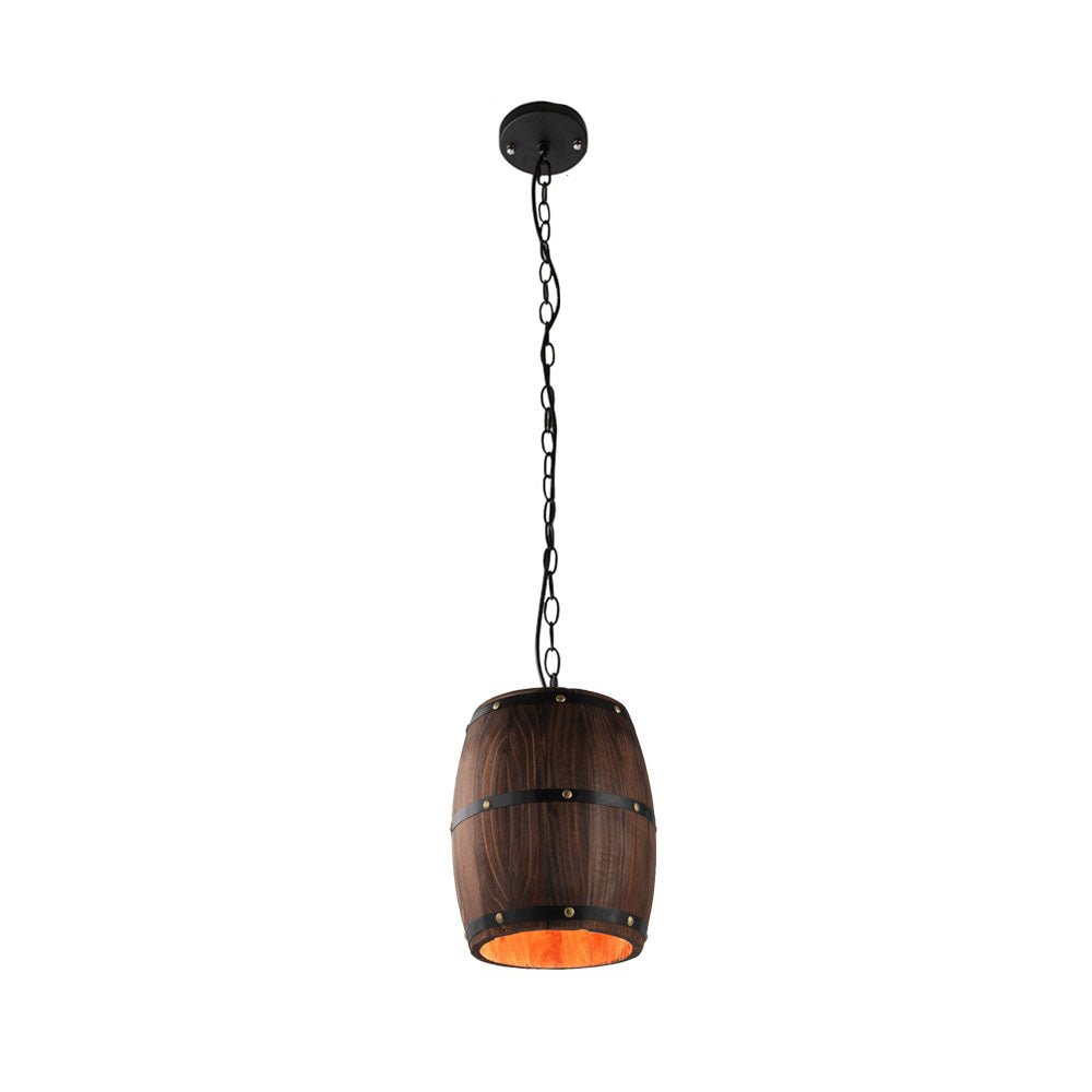 Natural Wood Wine Barrel Pendant Light