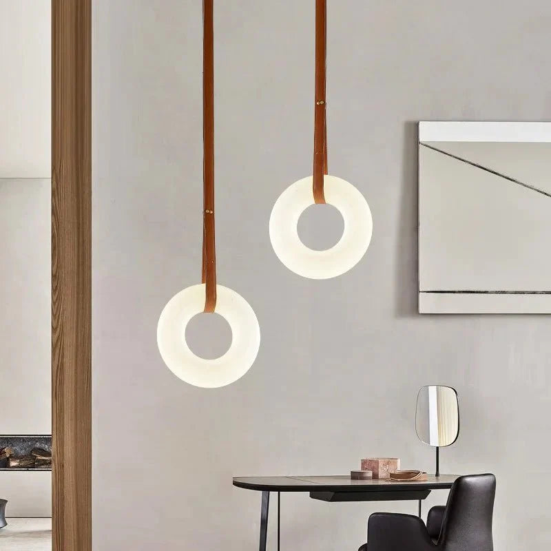 White Marble Donut Ring Pendant Light