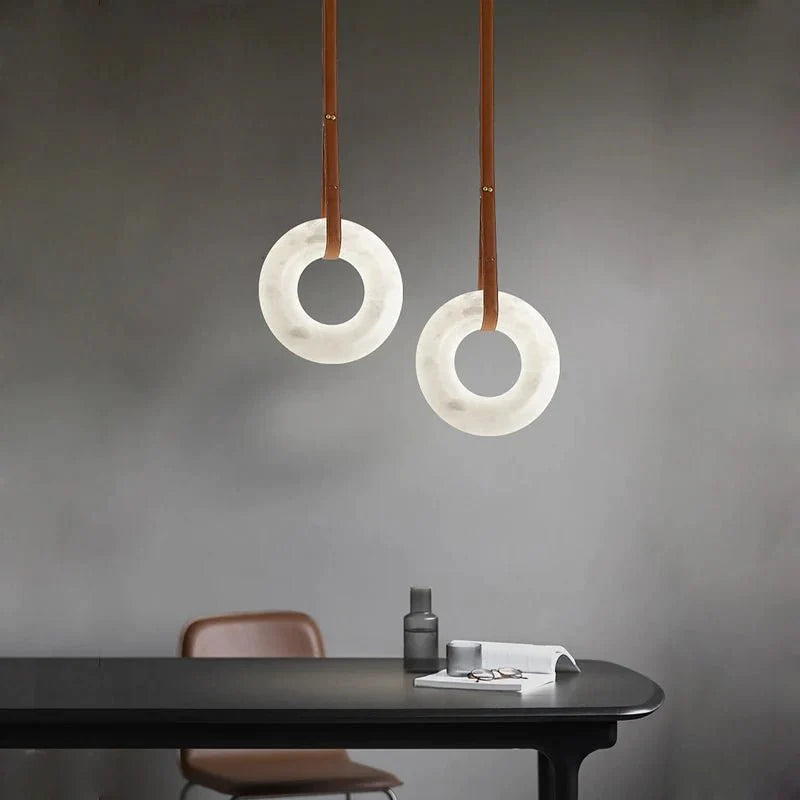 White Marble Donut Ring Pendant Light