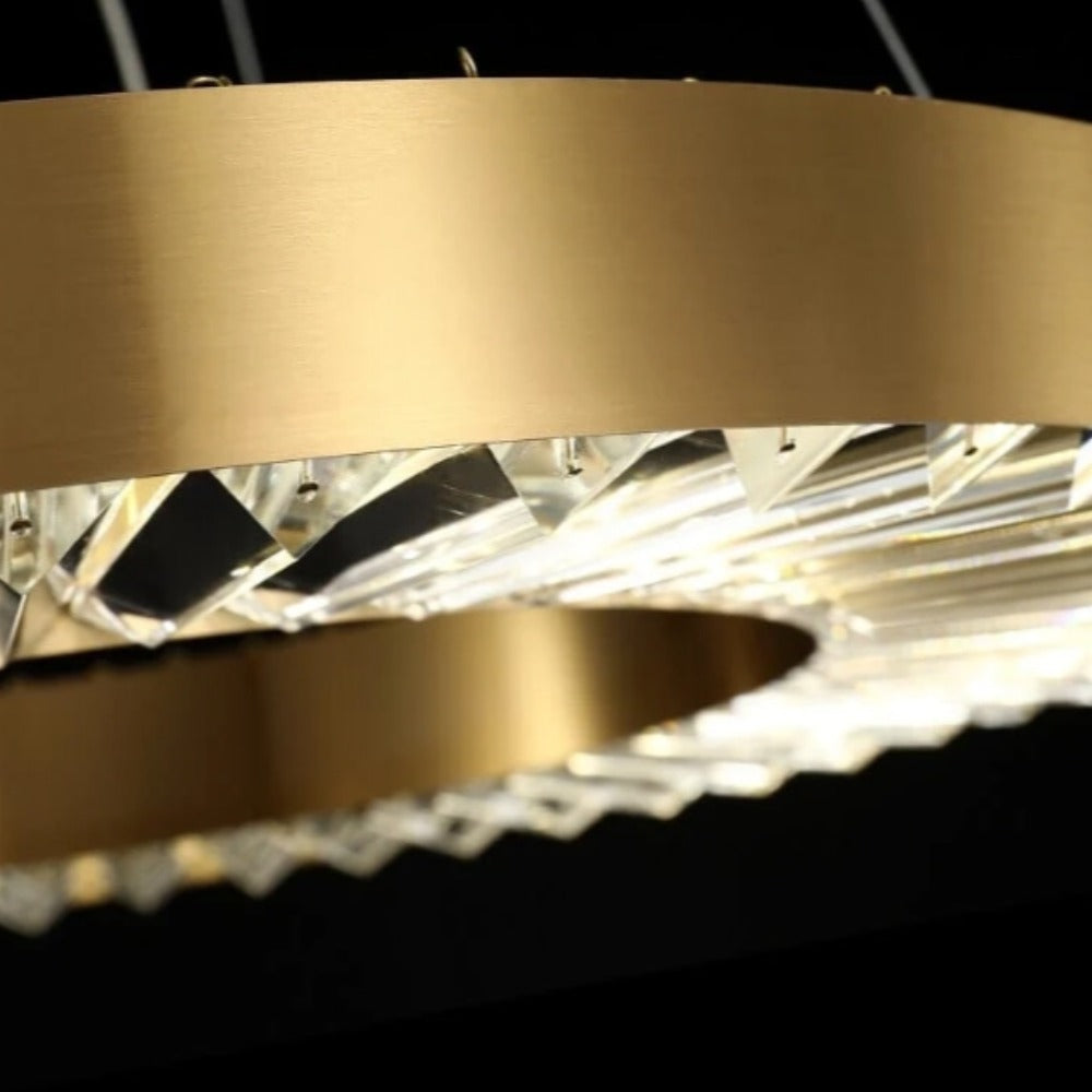 Crystal Ring Gold Frame Chandelier Lamp crystal ring close-up
