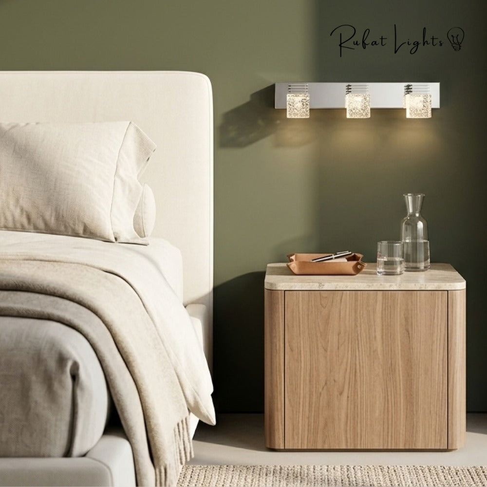 Crystal Sconce LED Wall Lamp above a bed