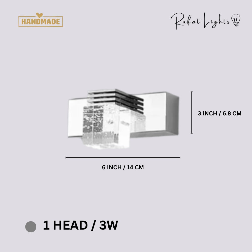 Crystal Sconce LED Wall Lamp 1 Head/3W dimensions: 6 in (14 cm) wide, 3 in (6.8 cm) high