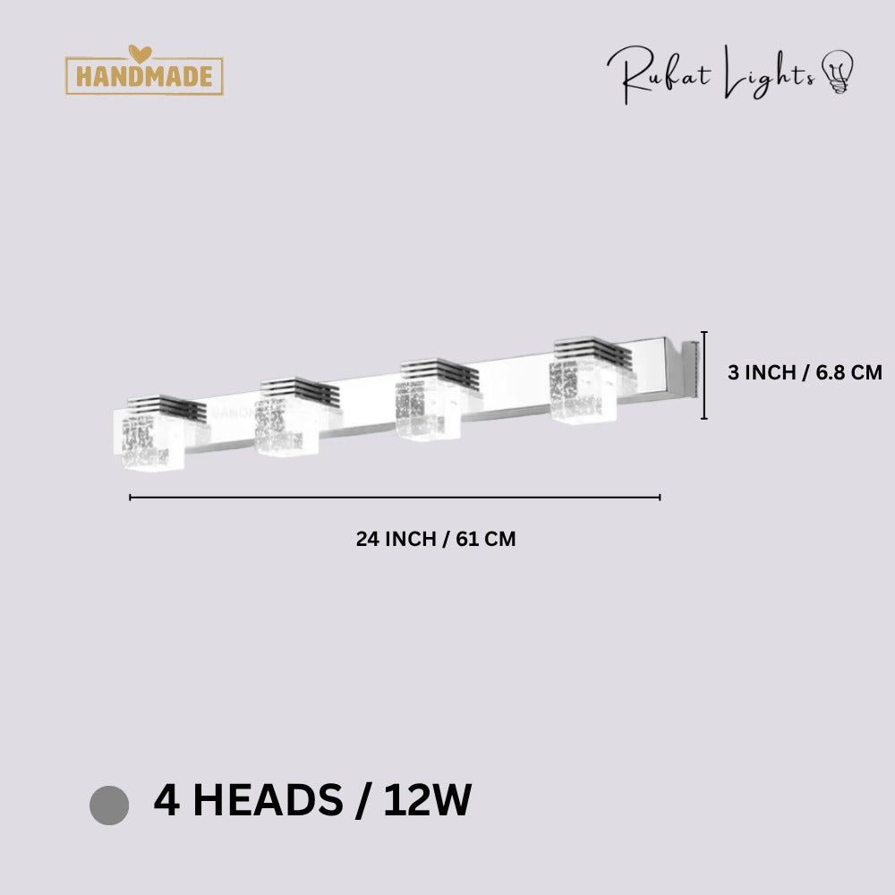 Crystal Sconce LED Wall Lamp 4 Heads/12W dimensions: 24 in (61 cm) wide, 3 in (6.8 cm) high