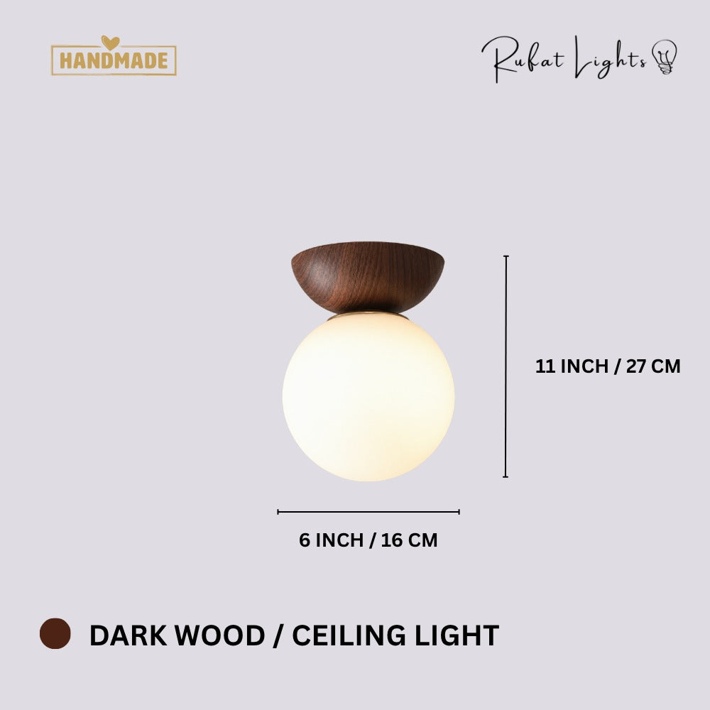 Crystal Sphere Veranda Hanging Light Fixtures Dark Wood ceiling light dimensions: 6 in (16 cm) diameter, 11 in (27 cm) high