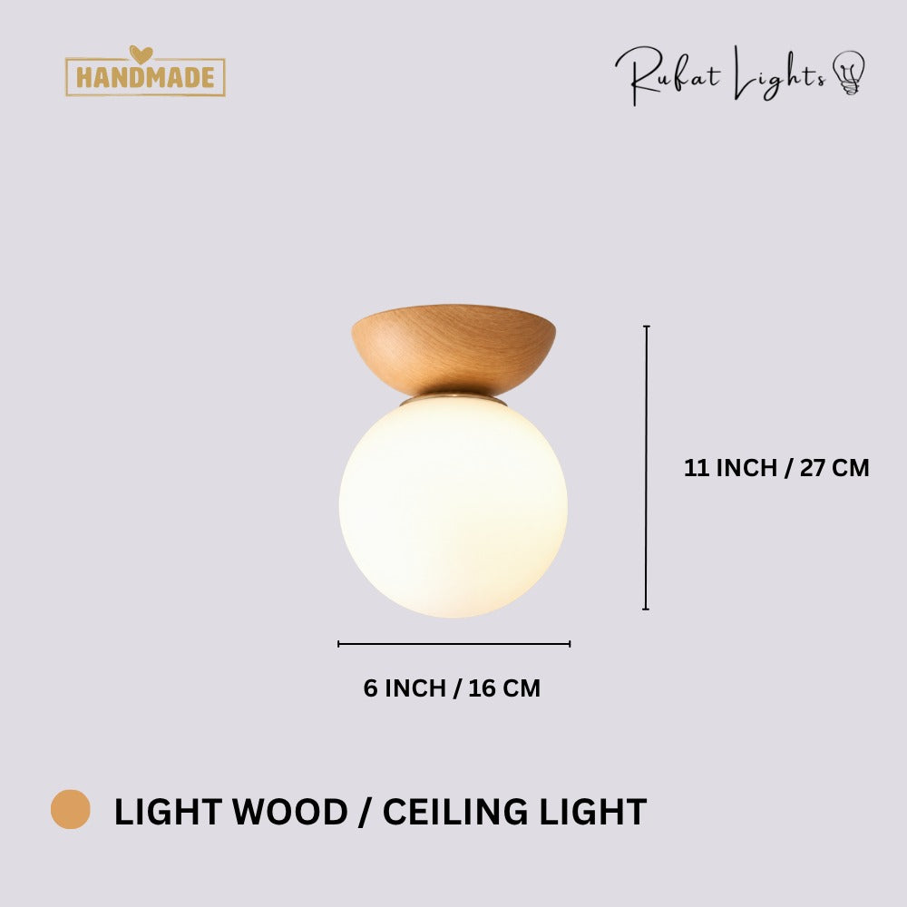 Crystal Sphere Veranda Hanging Light Fixtures Light Wood ceiling light dimensions: 6 in (16 cm) diameter, 11 in (27 cm) high