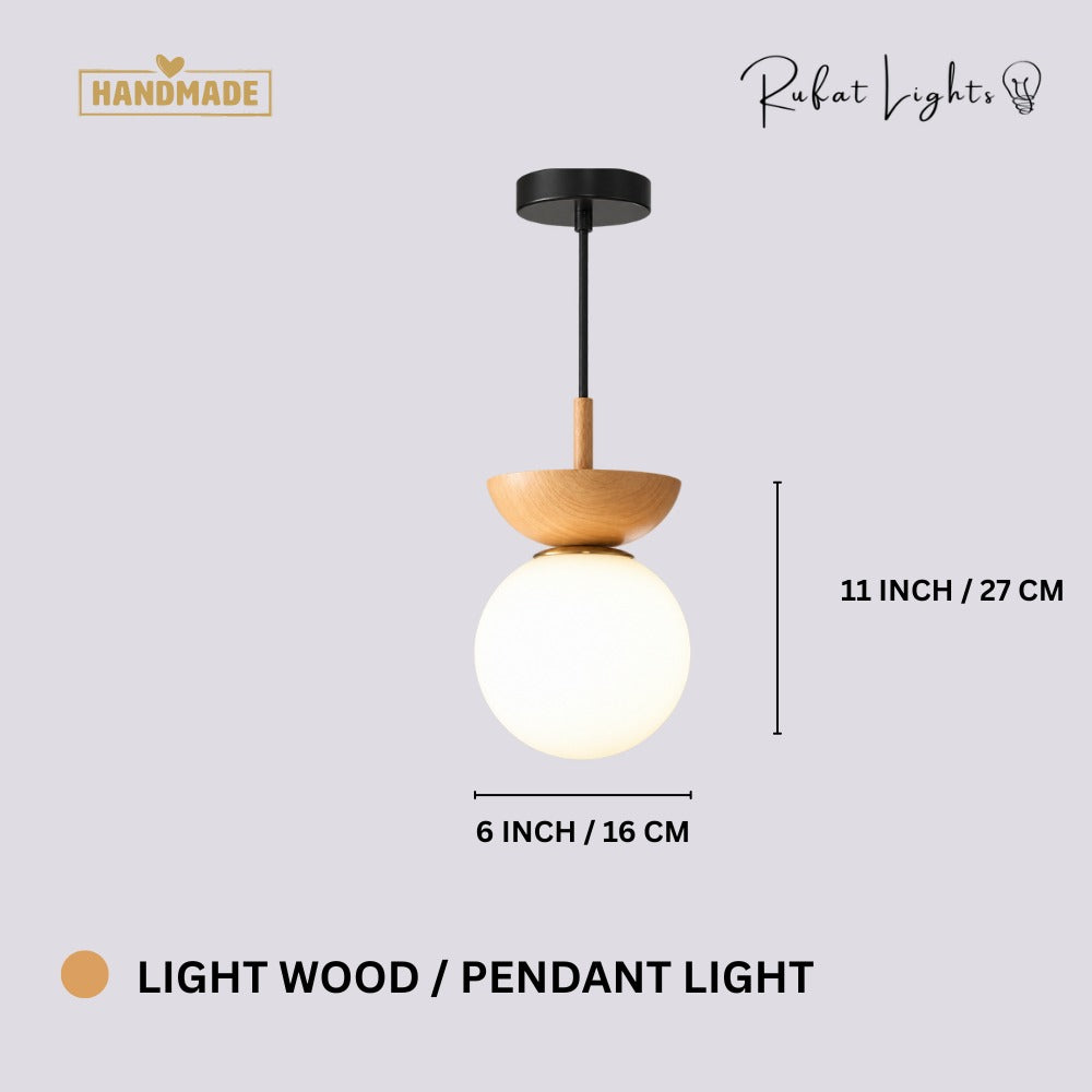 Crystal Sphere Veranda Hanging Light Fixtures Light Wood pendant light dimensions: 6 in (16 cm) diameter, 11 in (27 cm) high