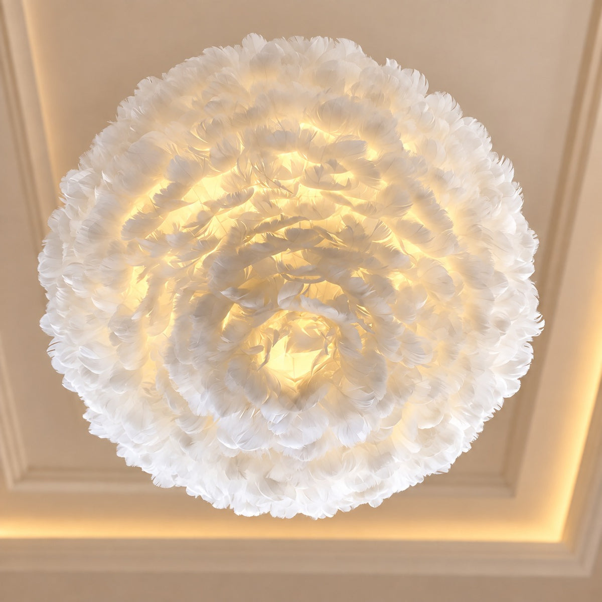 Feather Cloud Fairy Goose Pendant Lamp white seen from below