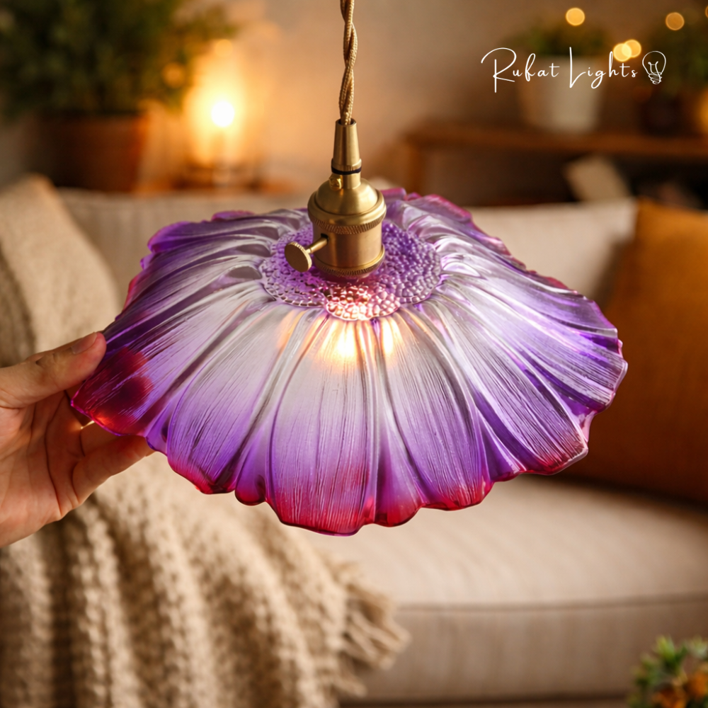 Vintage Floral Glass Pendant Light