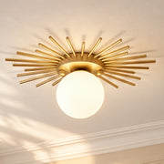 Gold Sunflower Ceiling Lamp on a sunlit ceiling