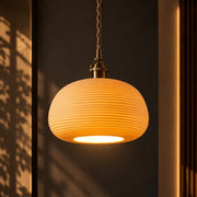 Handcrafted Ceramic Lampshade Pendant Light Dish ribbed ceramic shade with brass socket