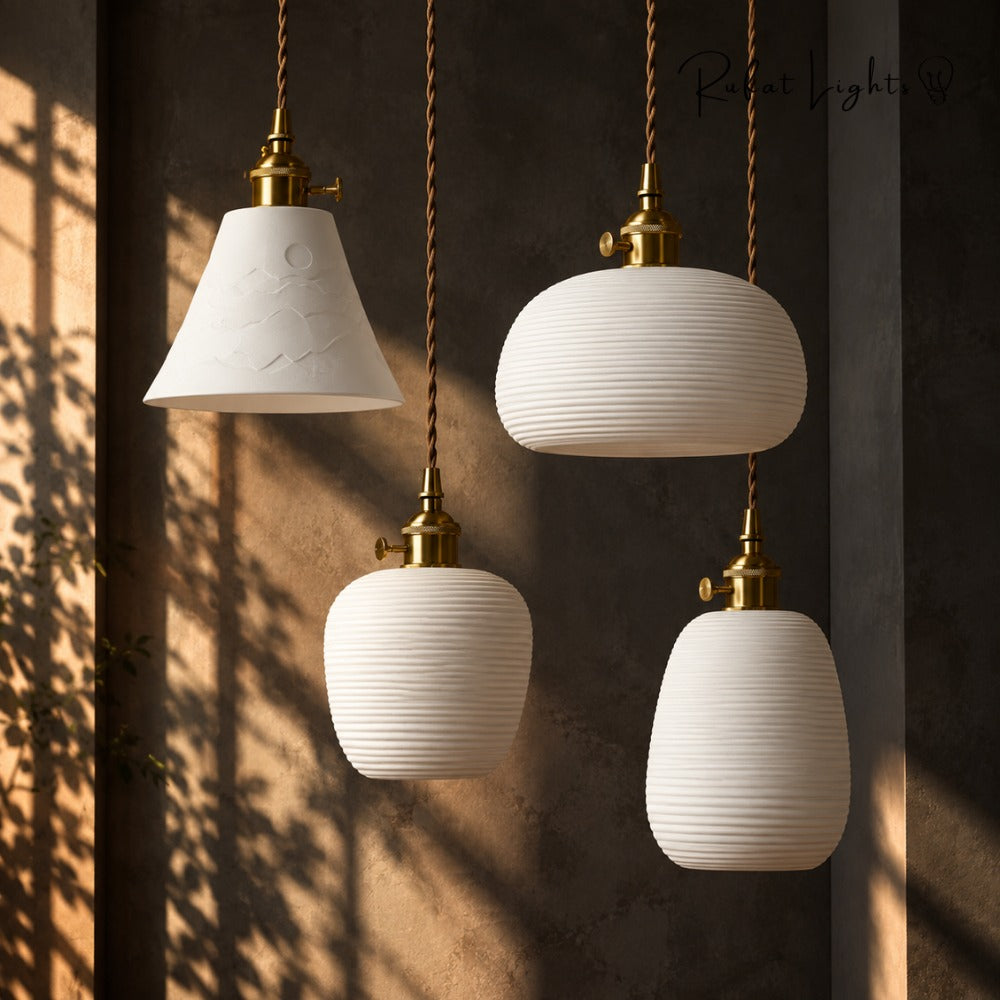 Handcrafted Ceramic Lampshade Pendant Light all four designs