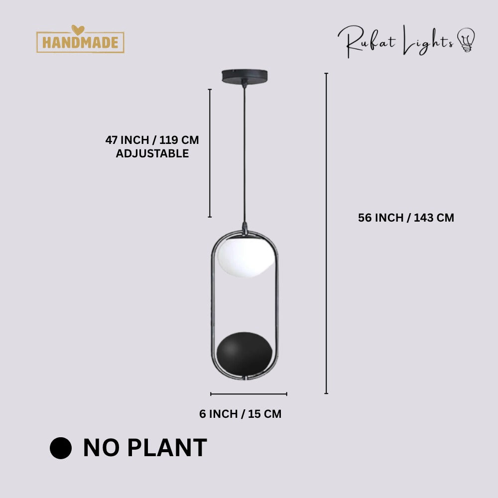 Hanging Garden LED Pendant Light No Plant dimensions: 6 in (15 cm) wide, 56 in (143 cm) high, 47 in (119 cm) adjustable cord
