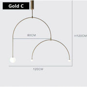 Model C, 16.4feet=5m, Gold, Nordic Geometric U-shaped Line - FOR ELLEN LIGHTING & HARDWARE