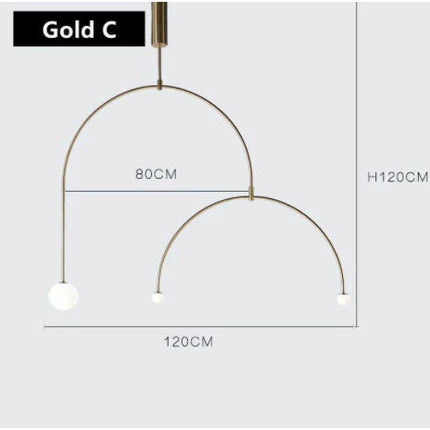 Model C, 16.4feet=5m, Gold, Nordic Geometric U-shaped Line - FOR ELLEN LIGHTING & HARDWARE