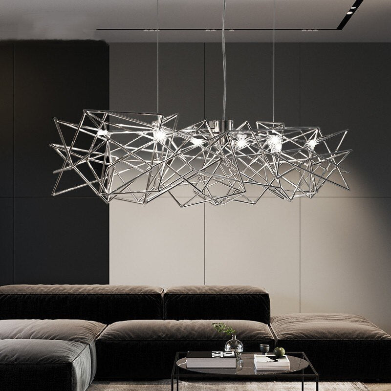 Italian Design Silver Stainless Steel Chandelier