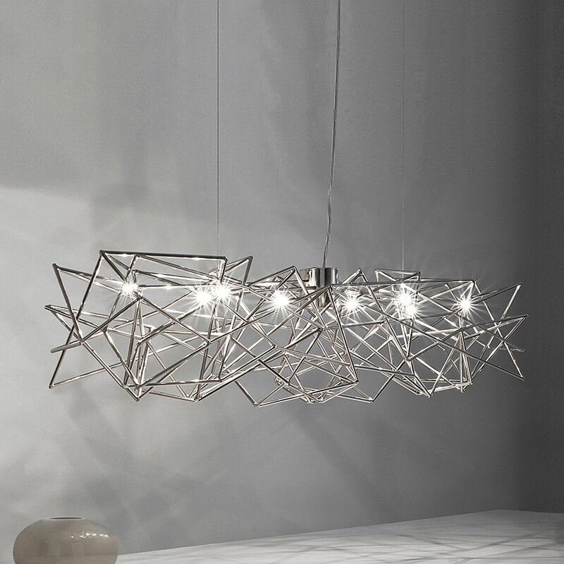 Italian Design Silver Stainless Steel Chandelier