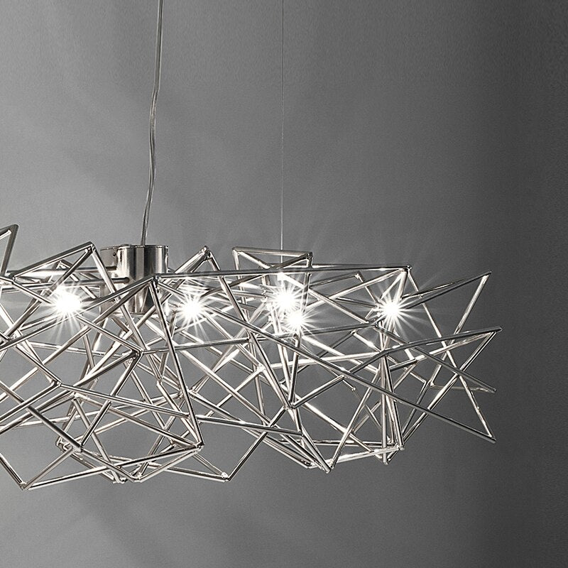 Italian Design Silver Stainless Steel Chandelier