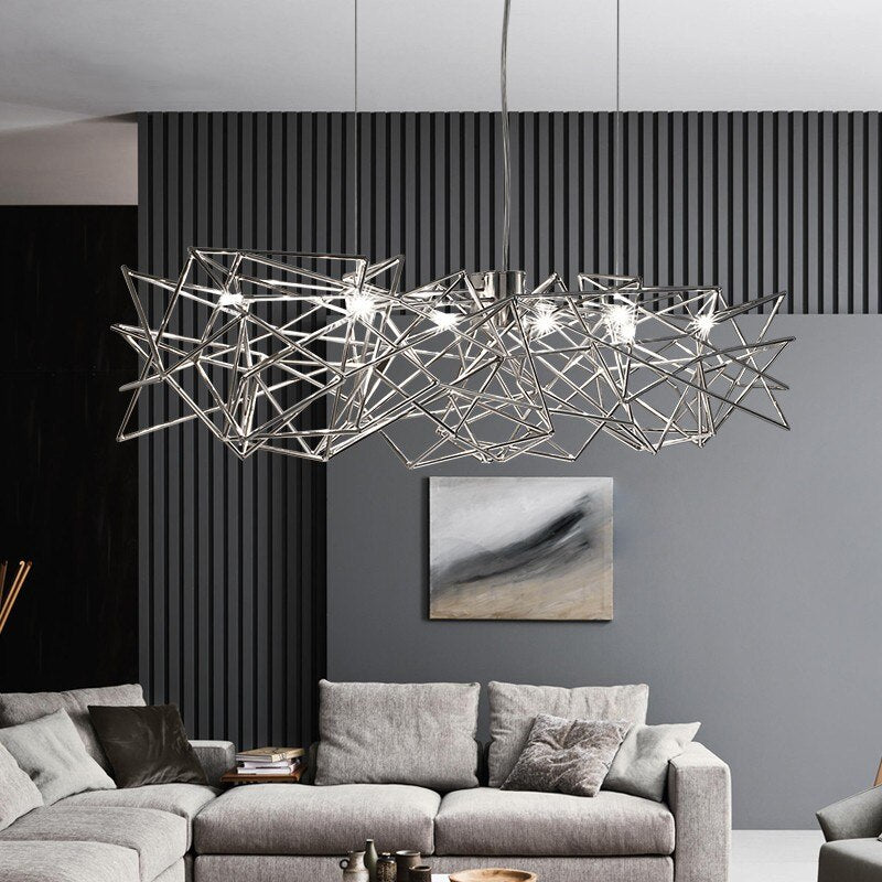 Italian Design Silver Stainless Steel Chandelier