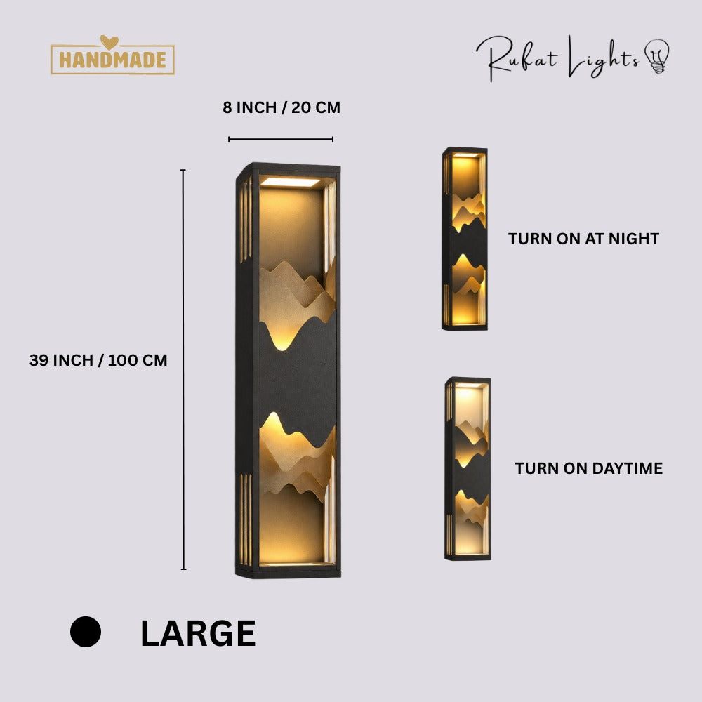 LED Outdoor Waterproof Garden Wall Lamps Large dimensions: 8 in (20 cm) wide, 39 in (100 cm) high