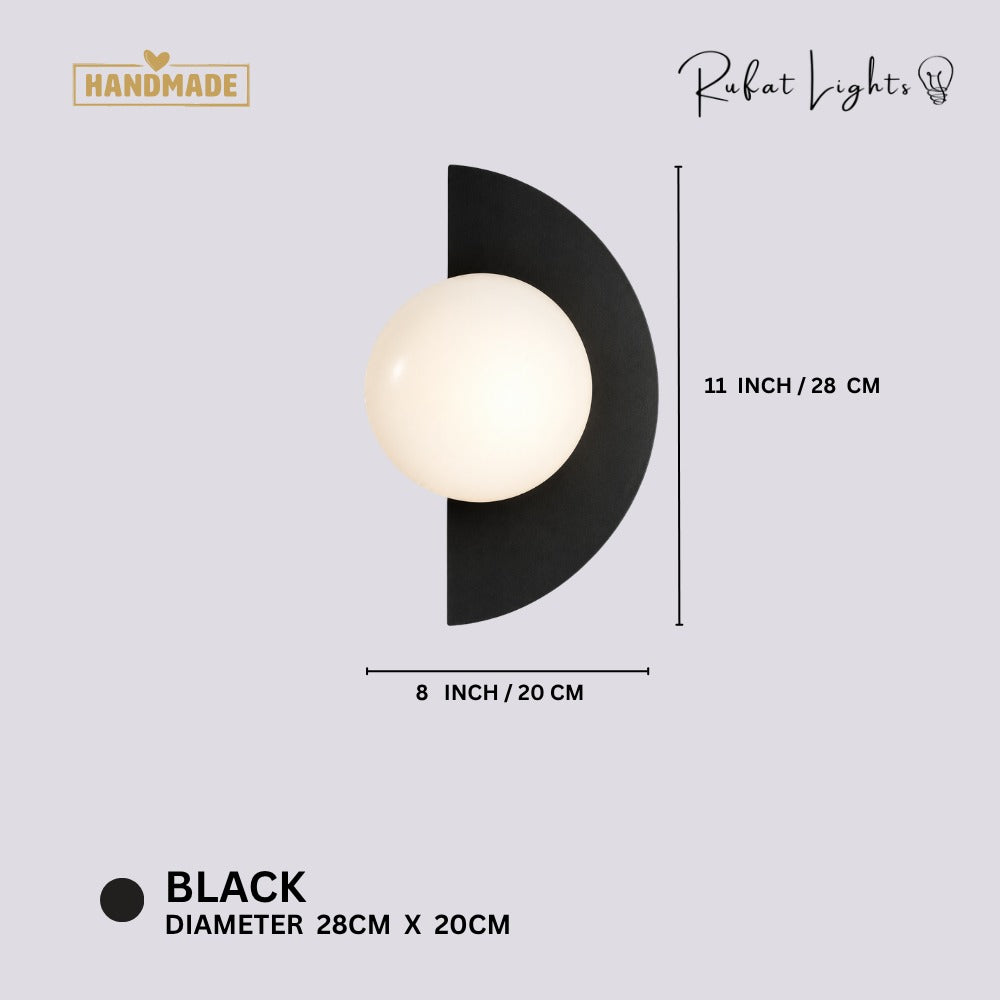 Minimalist Arc Colorful Nordic Wall Lamp Sconce Light Fixtures Black dimensions: 11 in (28 cm) high, 8 in (20 cm) wide