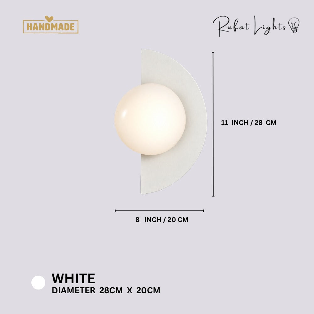 Minimalist Arc Colorful Nordic Wall Lamp Sconce Light Fixtures White dimensions: 11 in (28 cm) high, 8 in (20 cm) wide