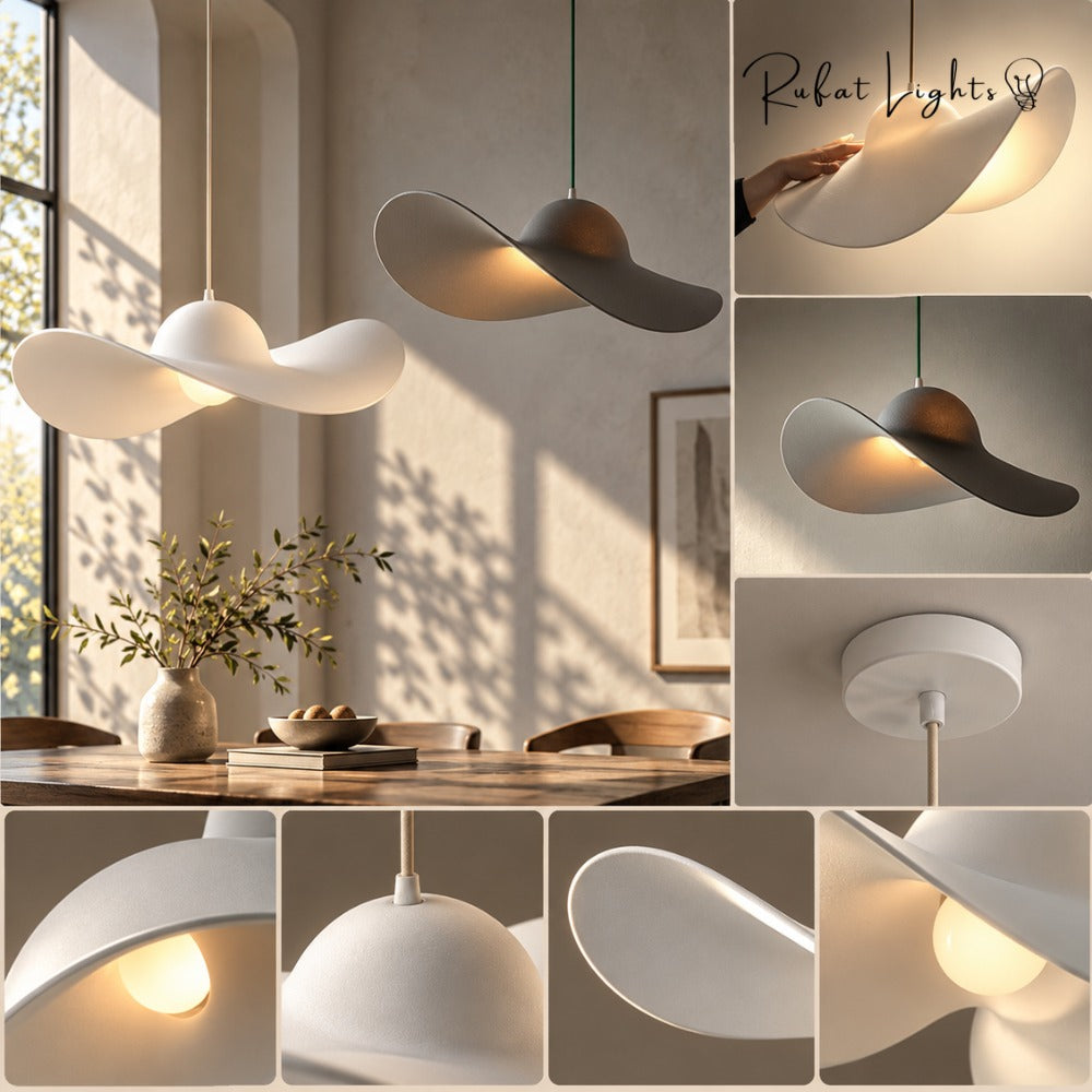 Minimalist Creative Straw Hat Pendant Light details close-up
