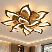 Modern Acrylic Iron Flower Chandelier Lamp Black flower design with warm glow