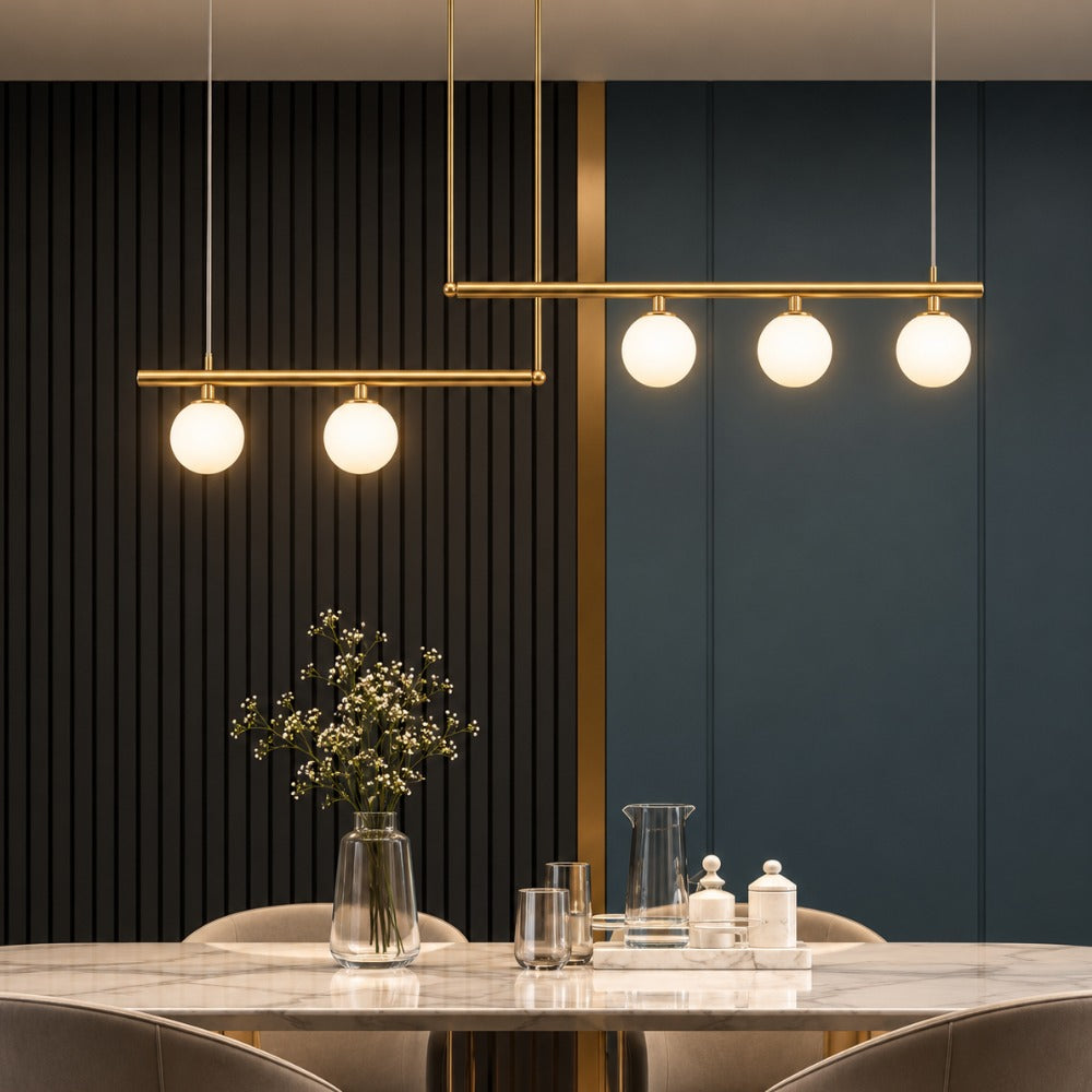 Modern Branch Globe Pendant Minimalist Light Chandelier gold and black above a dining table