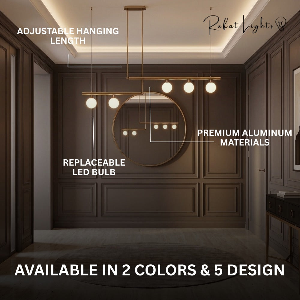Modern Branch Globe Pendant Minimalist Light Chandelier features: adjustable hanging length, premium aluminum materials, replaceable LED bulb, available in 2 colors and 5 designs