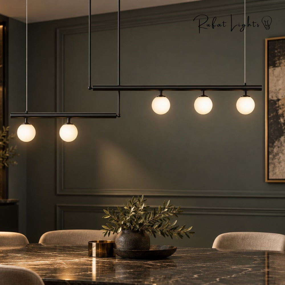 Modern Branch Globe Pendant Minimalist Light Chandelier black above a dining table