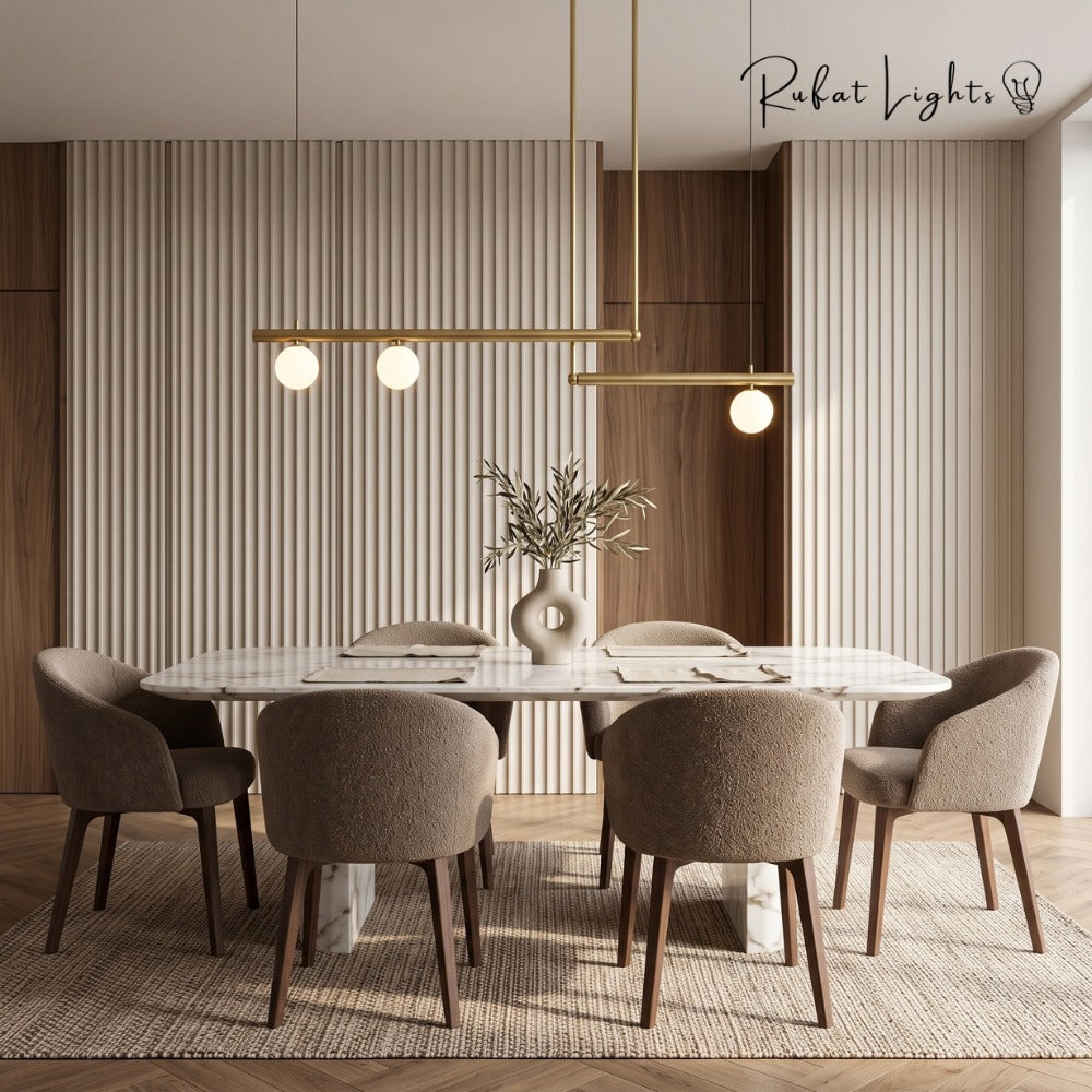 Modern Branch Globe Pendant Minimalist Light Chandelier gold 3 lights above a dining table