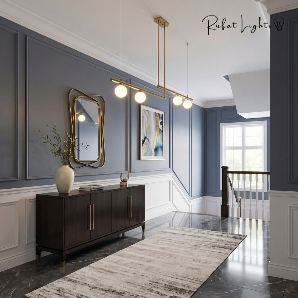 Modern Branch Globe Pendant Minimalist Light Chandelier gold in a hallway