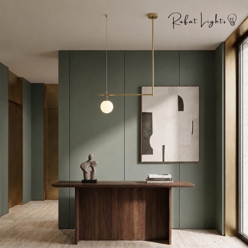 Modern Branch Globe Pendant Minimalist Light Chandelier gold 1 light above a desk