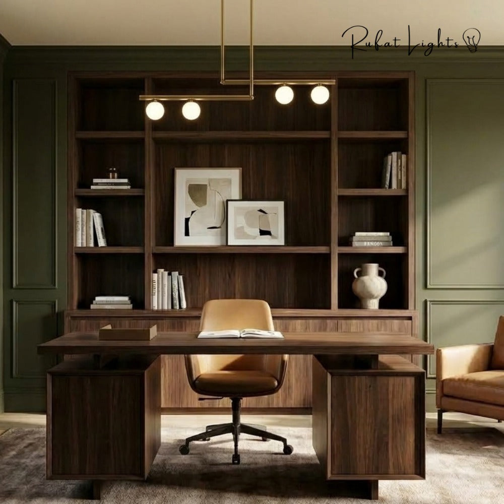 Modern Branch Globe Pendant Minimalist Light Chandelier black in a home office