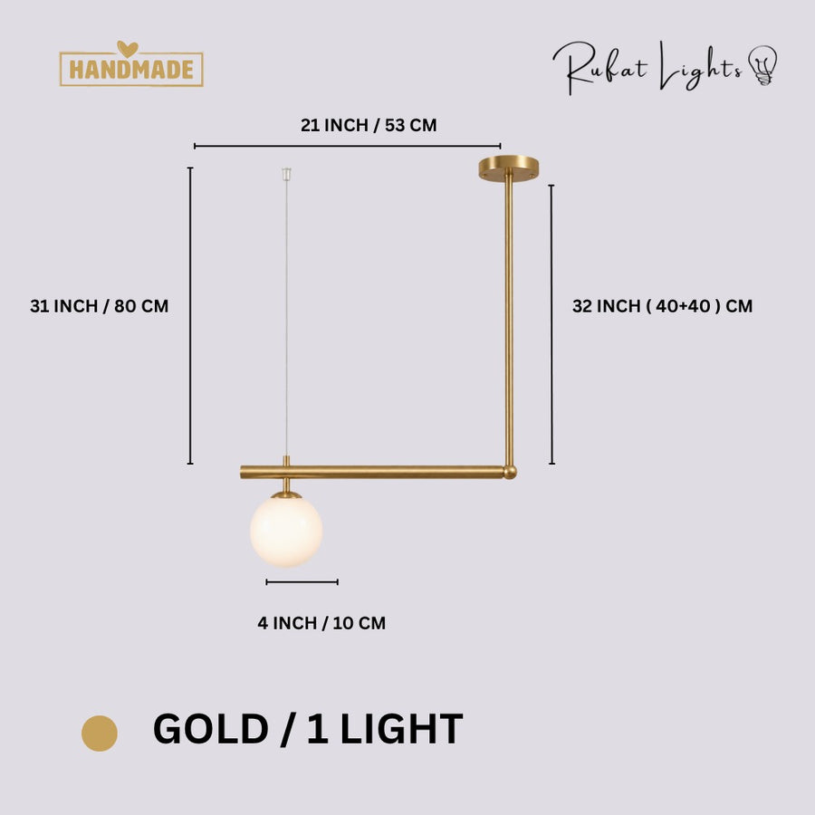 Modern Branch Globe Pendant Minimalist Light Chandelier Gold 1 Light dimensions: 21 in (53 cm) wide, 31 in (80 cm) high